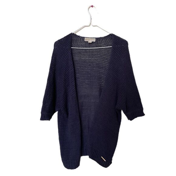 Michael Kors Open Front Cardigan Short Sleeve Small Navy Blue - Picture 1 of 6